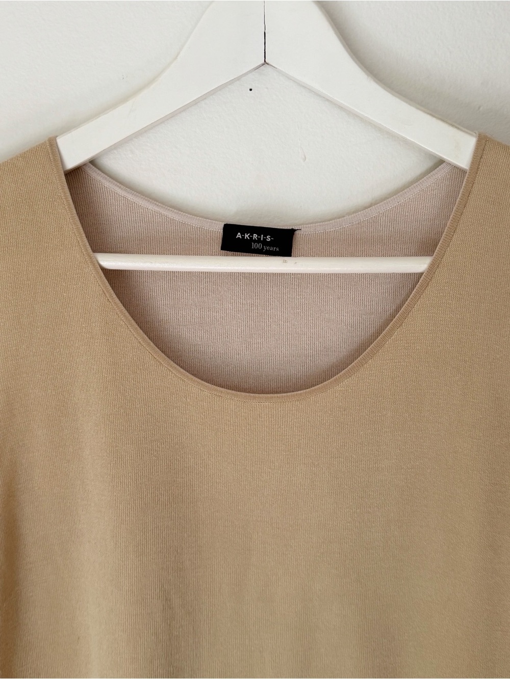 Akris 2023 "100 Years" Silk Knit Scoop Tank Top in Beige - Picture 3 of 5
